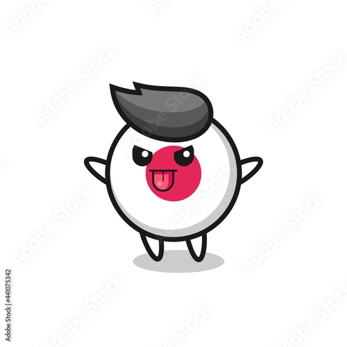naughty japan flag badge character in mocking pose
