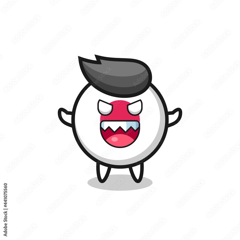 illustration of evil japan flag badge mascot character