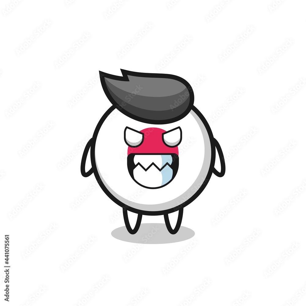 evil expression of the japan flag badge cute mascot character