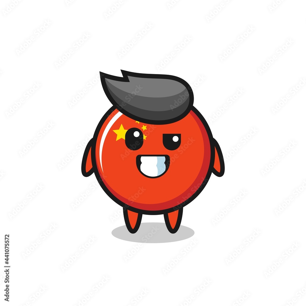 cute china flag badge mascot with an optimistic face