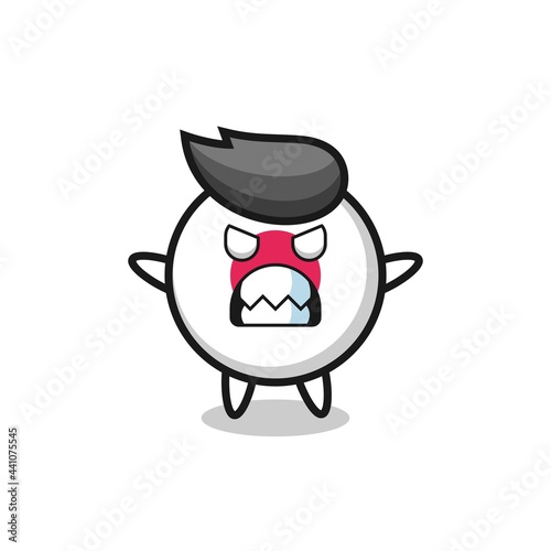 wrathful expression of the japan flag badge mascot character