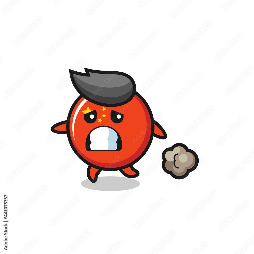 illustration of the china flag badge running in fear illustration of the china flag badge running in fear