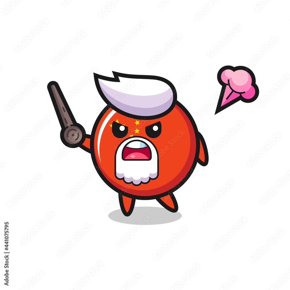 Obraz premium cute china flag badge grandpa is getting angry