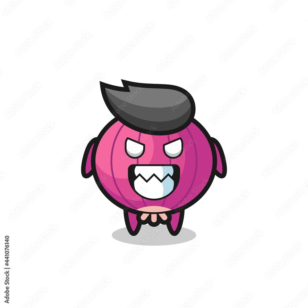evil expression of the onion cute mascot character