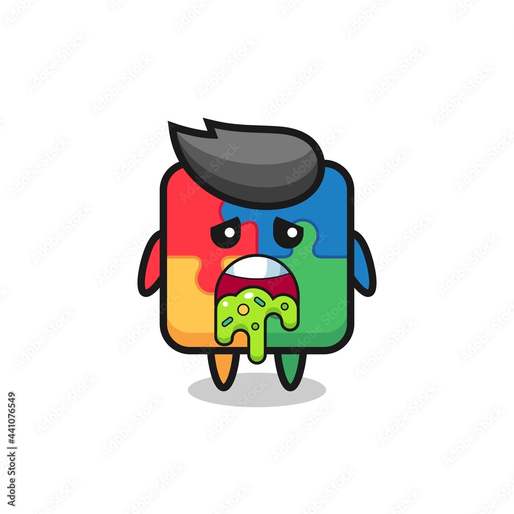 the cute puzzle character with puke