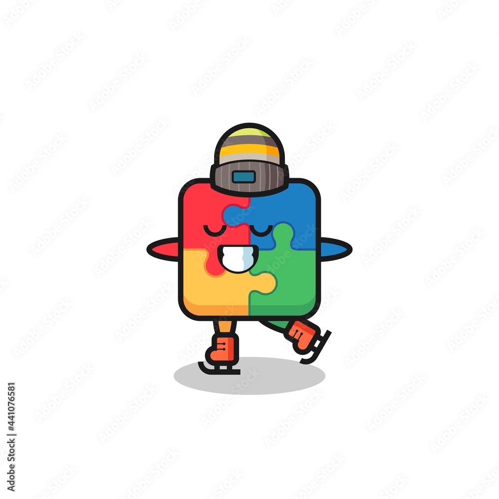 puzzle cartoon as an ice skating player doing perform puzzle cartoon as an ice skating player doing perform
