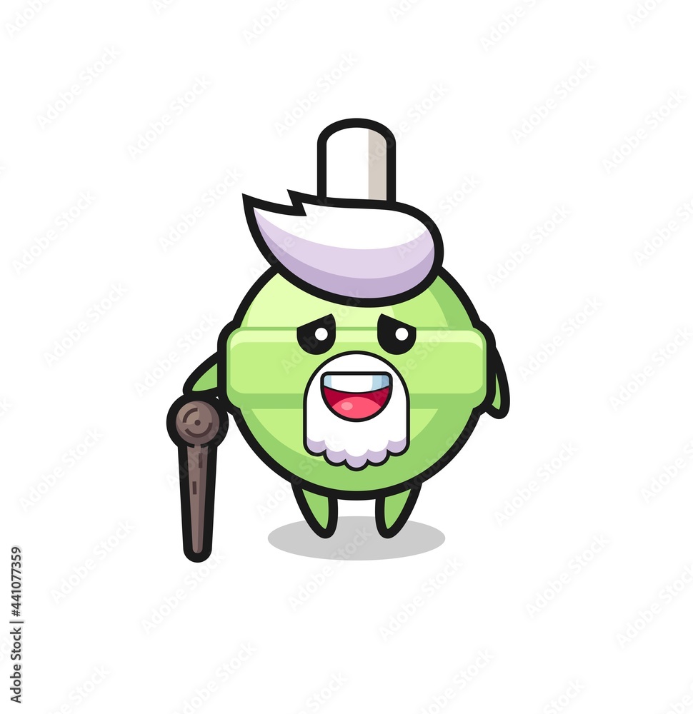 cute lollipop grandpa is holding a stick