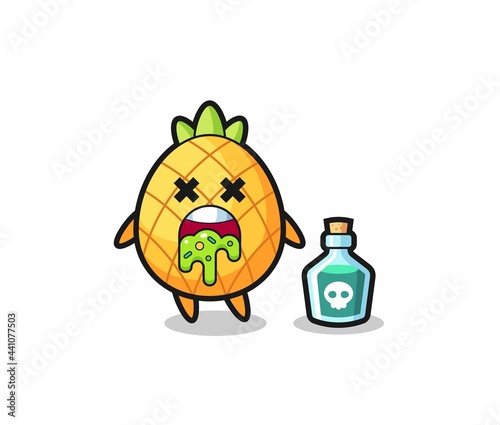 illustration of an pineapple character vomiting due to poisoning