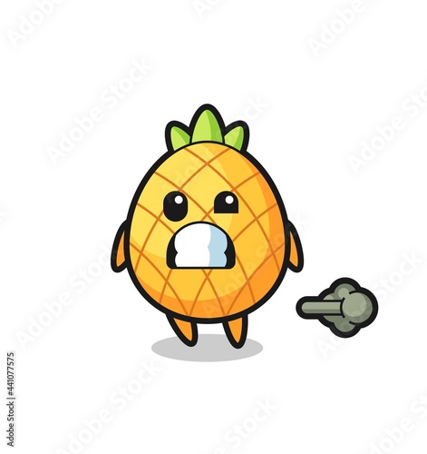 the illustration of the pineapple cartoon doing fart