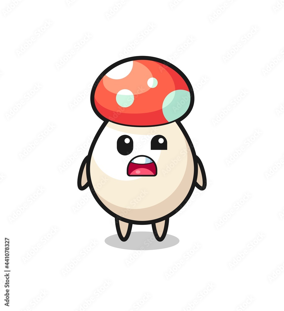the shocked face of the cute mushroom mascot the shocked face of the cute mushroom mascot