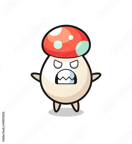 wrathful expression of the mushroom mascot character