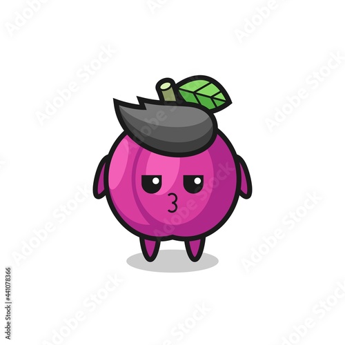 the bored expression of cute plum fruit characters