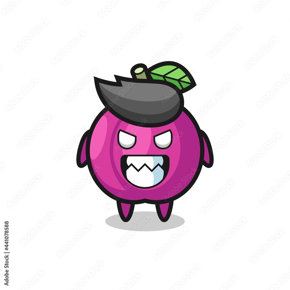 Obraz premium evil expression of the plum fruit cute mascot character