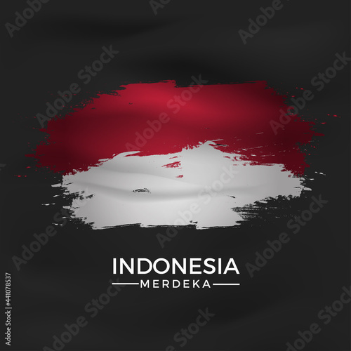 Indonesia's independence day with the Indonesian red and white grunge flag photo