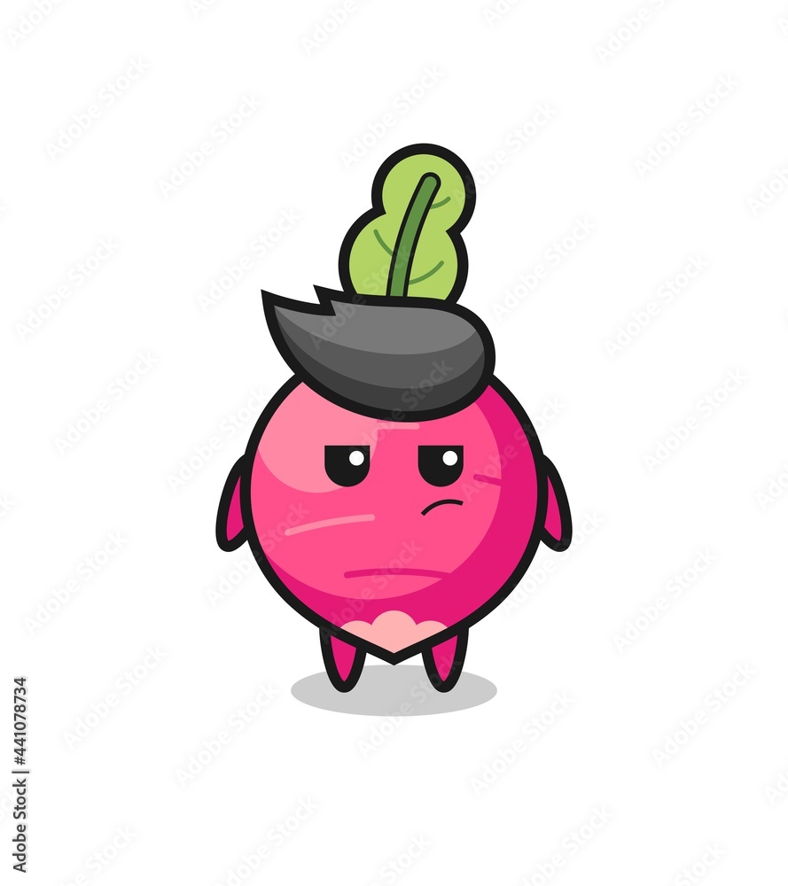 Fototapeta premium cute radish character with suspicious expression