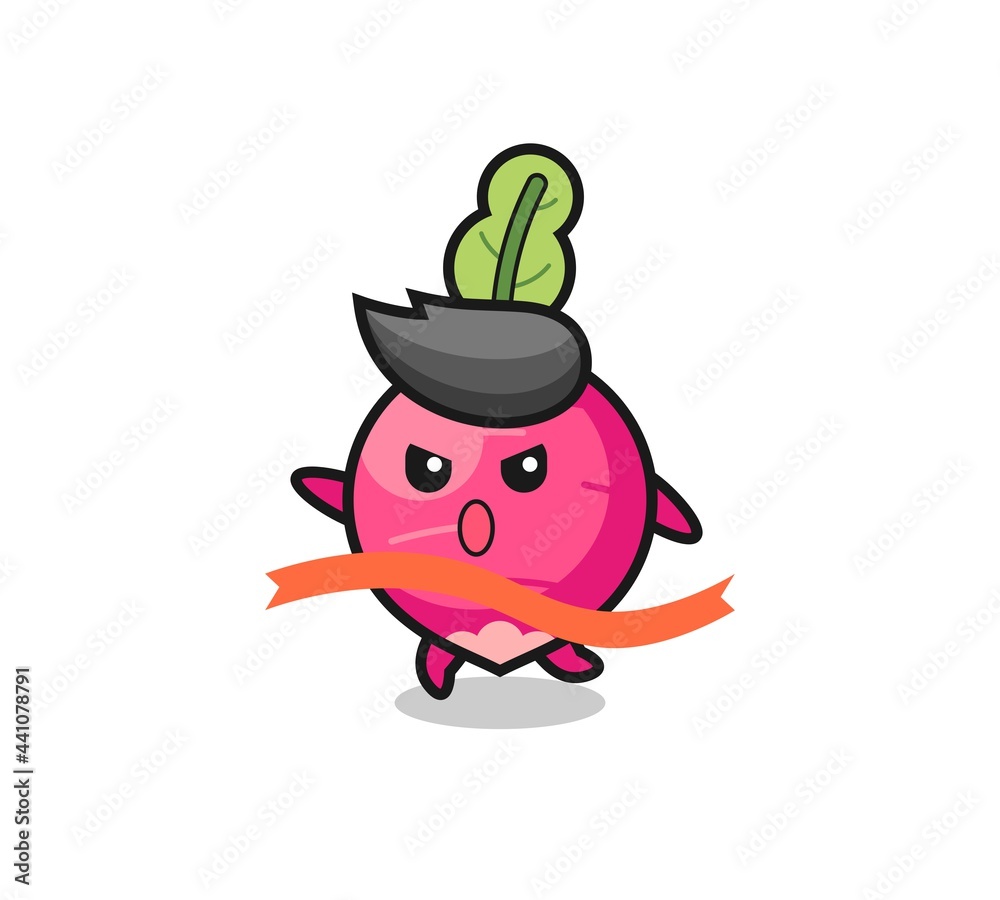 Obraz premium cute radish illustration is reaching the finish