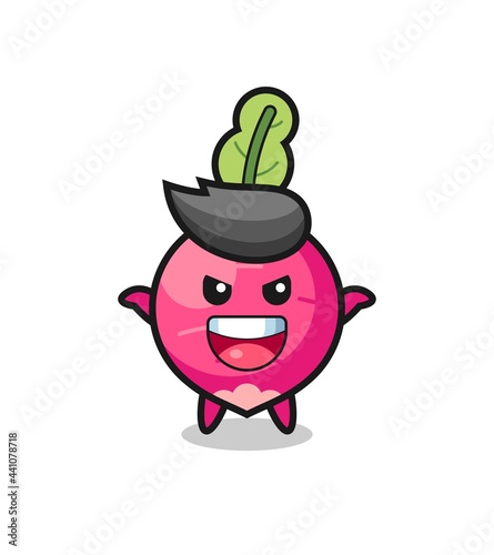 the illustration of cute radish doing scare gesture