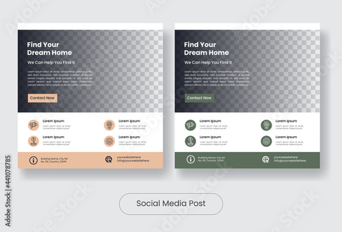 Real estate social media post template banner set