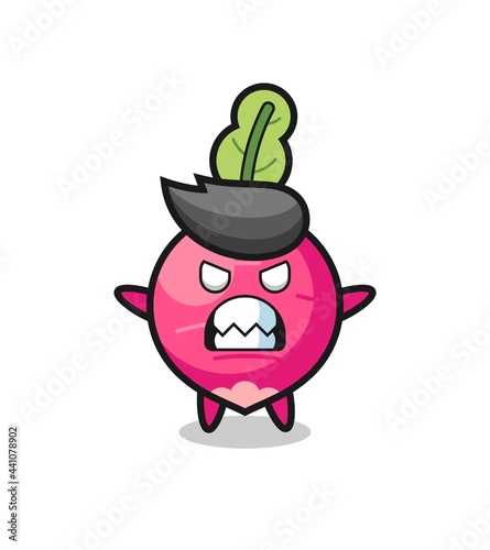 wrathful expression of the radish mascot character