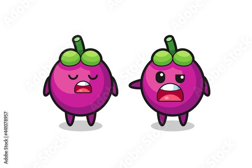 illustration of the argue between two cute mangosteen characters