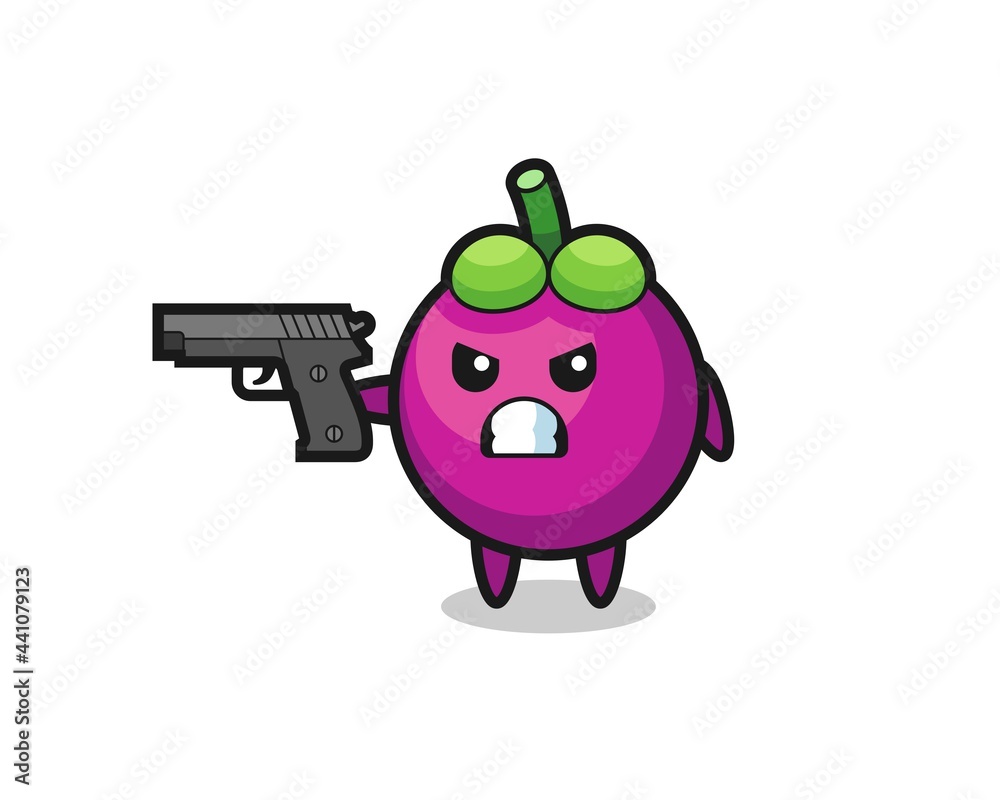 the cute mangosteen character shoot with a gun the cute mangosteen character shoot with a gun