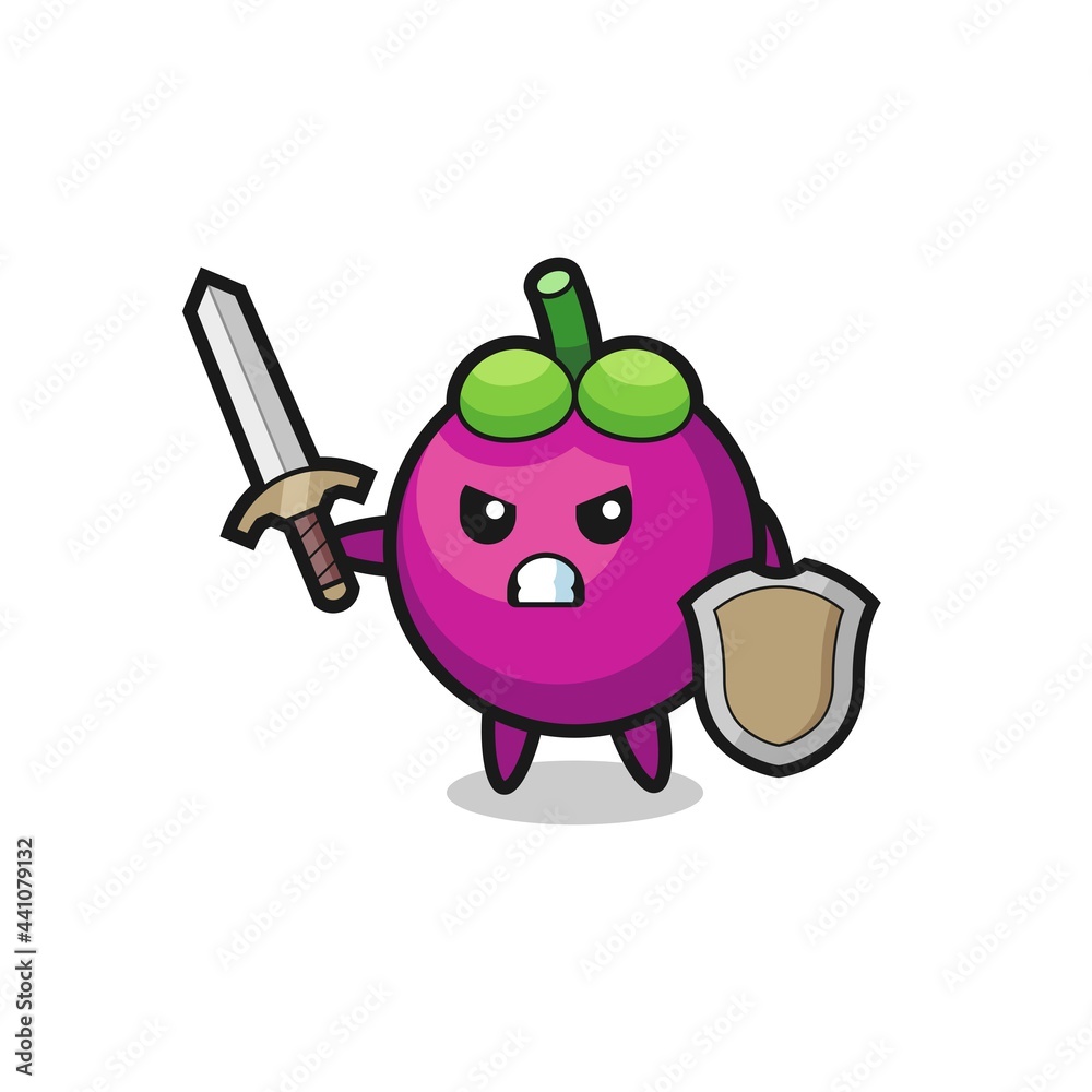 cute mangosteen soldier fighting with sword and shield cute mangosteen soldier fighting with sword and shield