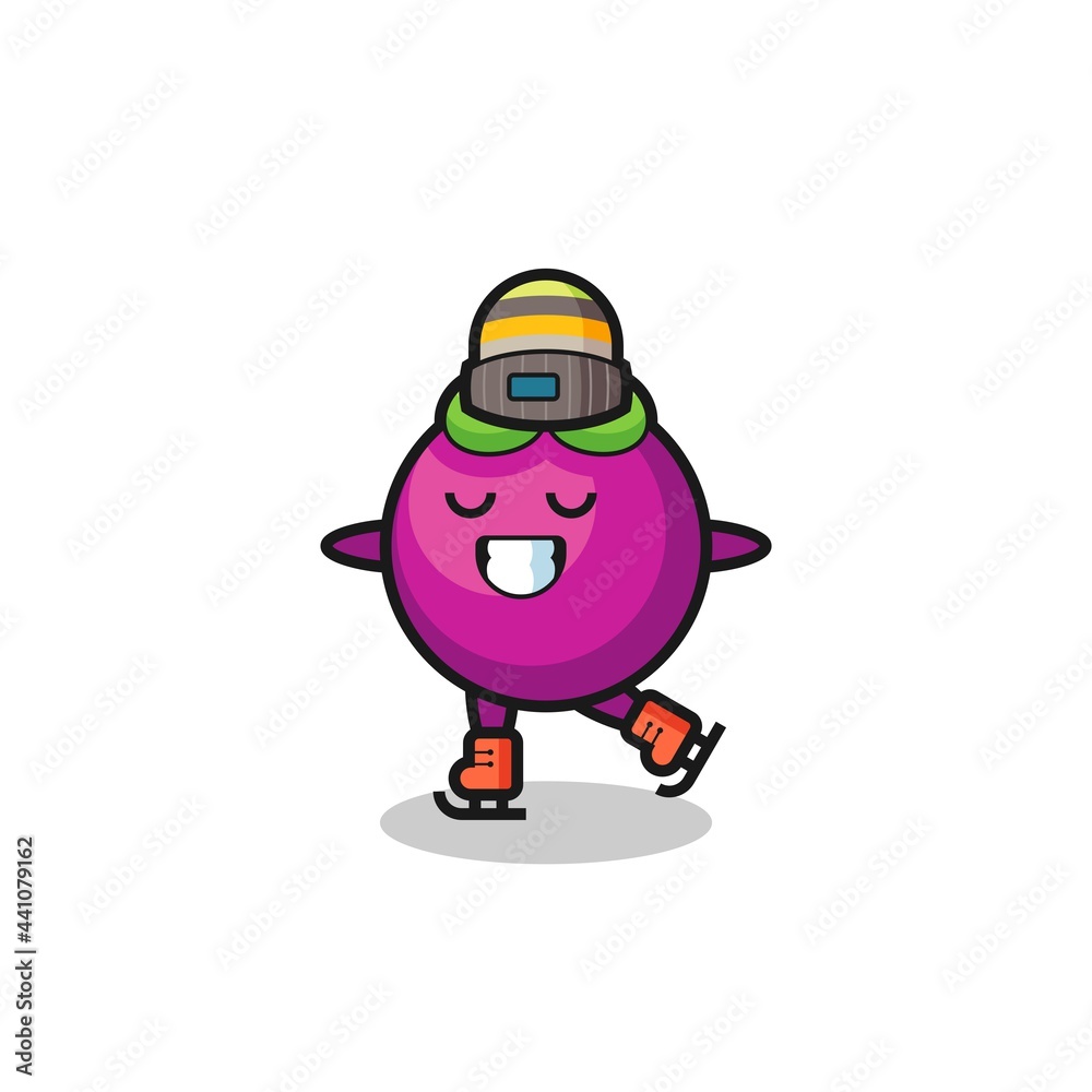 mangosteen cartoon as an ice skating player doing perform mangosteen cartoon as an ice skating player doing perform