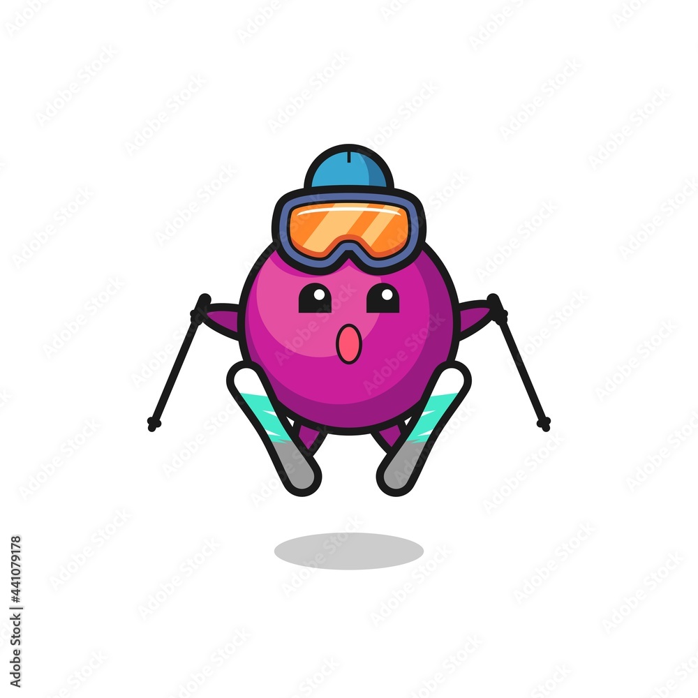 mangosteen mascot character as a ski player mangosteen mascot character as a ski player