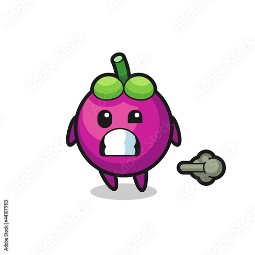 the illustration of the mangosteen cartoon doing fart