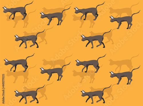 Fototapeta Naklejka Na Ścianę i Meble -  Animal Animation Cat Peterbald Cartoon Vector Seamless Wallpaper