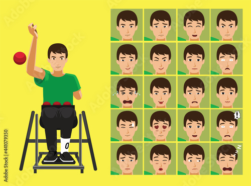 Manga Style Sport Boccia Cartoon Character Emotions