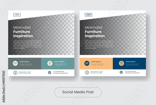 Minimal furniture social media post template banner set