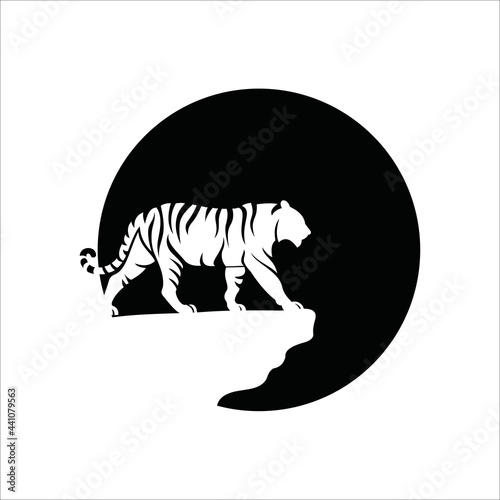Tiger logo. Negative logo tiger design vector template 