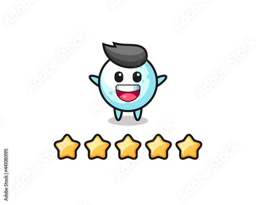 the illustration of customer best rating, snow ball cute character with 5 stars © heriyusuf