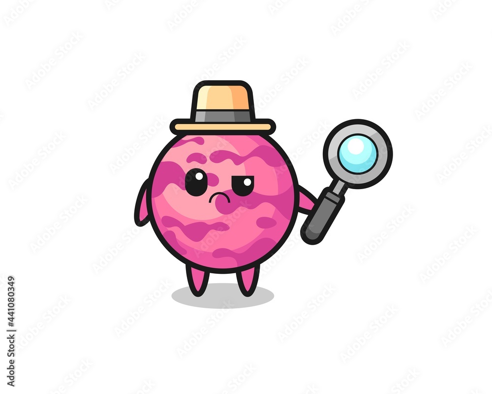 the mascot of cute ice cream scoop as a detective