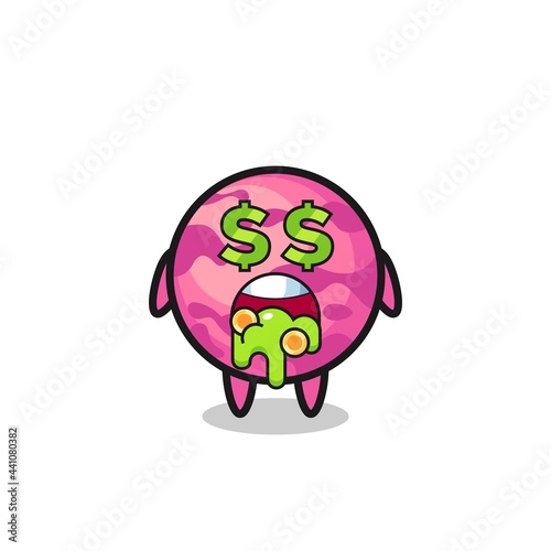 ice cream scoop character with an expression of crazy about money