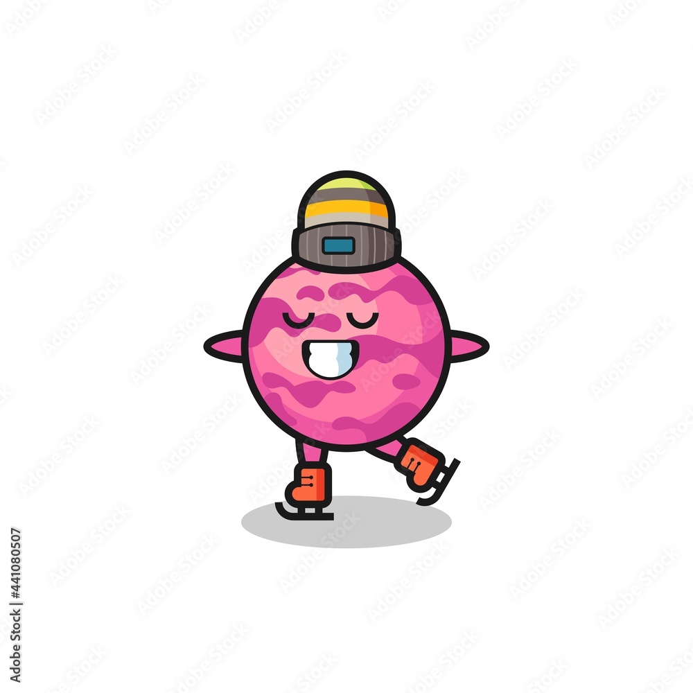 ice cream scoop cartoon as an ice skating player doing perform ice cream scoop cartoon as an ice skating player doing perform