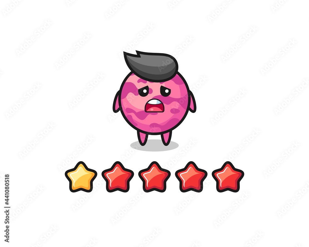 the illustration of customer bad rating, ice cream scoop cute character with 1 star