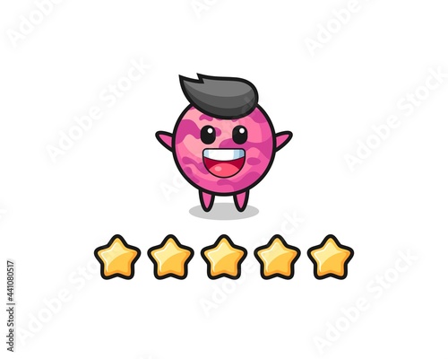 the illustration of customer best rating, ice cream scoop cute character with 5 stars © heriyusuf