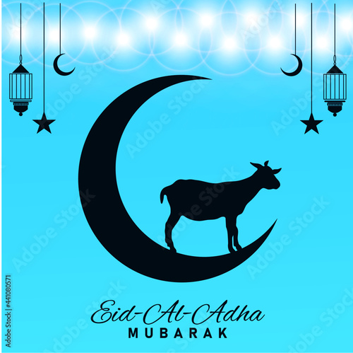 Eid Al Adha .Muslim holiday the sacrifice a camel, sheep and goat, can use for, landing page, template, ui, web, mobile app, poster, banner, flyer, background.Eid Mubarak Celebration background.Vector photo