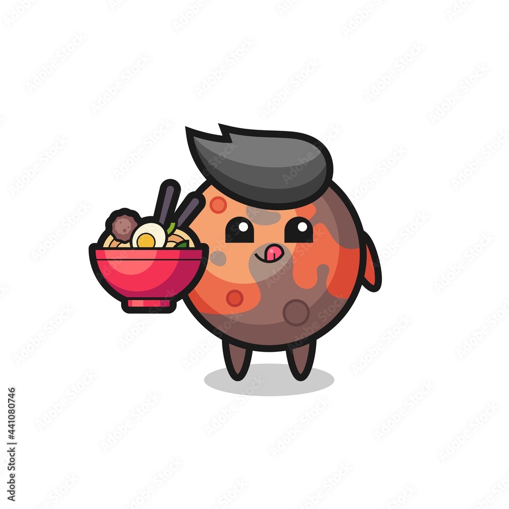 Obraz premium cute mars character eating noodles