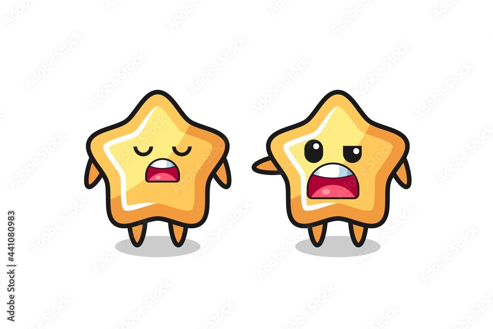 Fototapeta premium illustration of the argue between two cute star characters