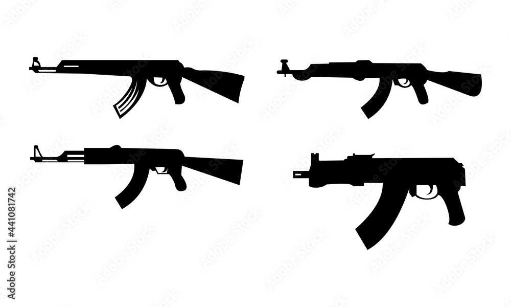 kind set template gun AK-47 vector