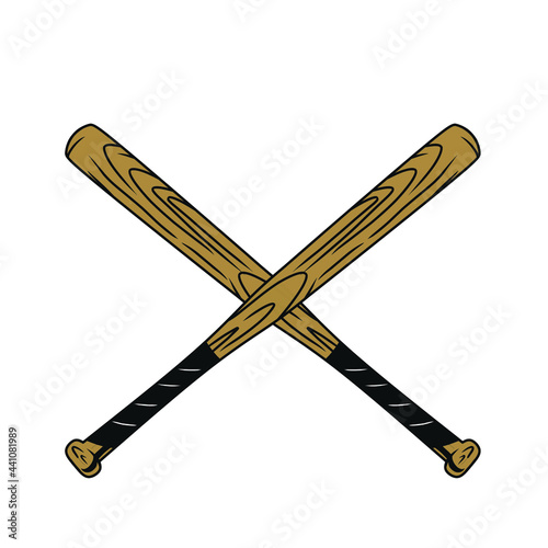 Baseball Stick Illustration ,Vintage Style ,Editable design