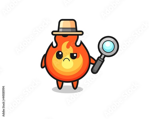 the mascot of cute fire as a detective