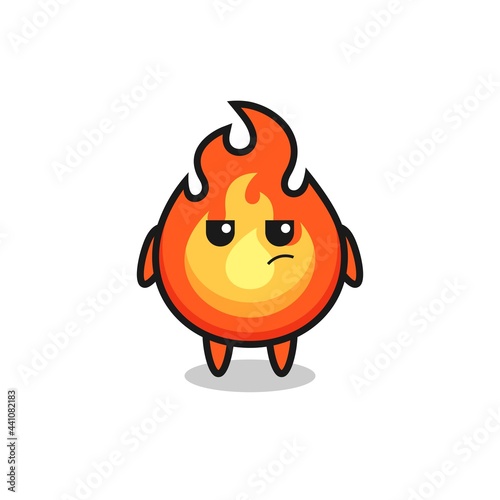cute fire character with suspicious expression
