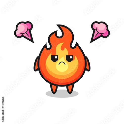 annoyed expression of the cute fire cartoon character