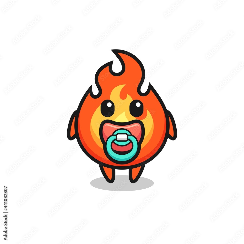 baby fire cartoon character with pacifier baby fire cartoon character with pacifier