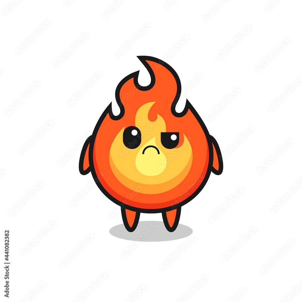 the mascot of the fire with sceptical face the mascot of the fire with sceptical face