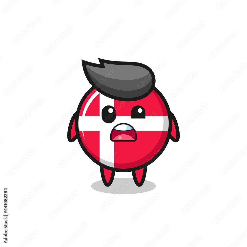 Fototapeta premium the shocked face of the cute denmark flag badge mascot